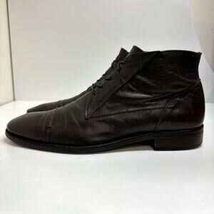 VERY GOOD Bacco Bucci Dark Brown Calf Cap Toe Derby Dress Boots Made in Italy 13